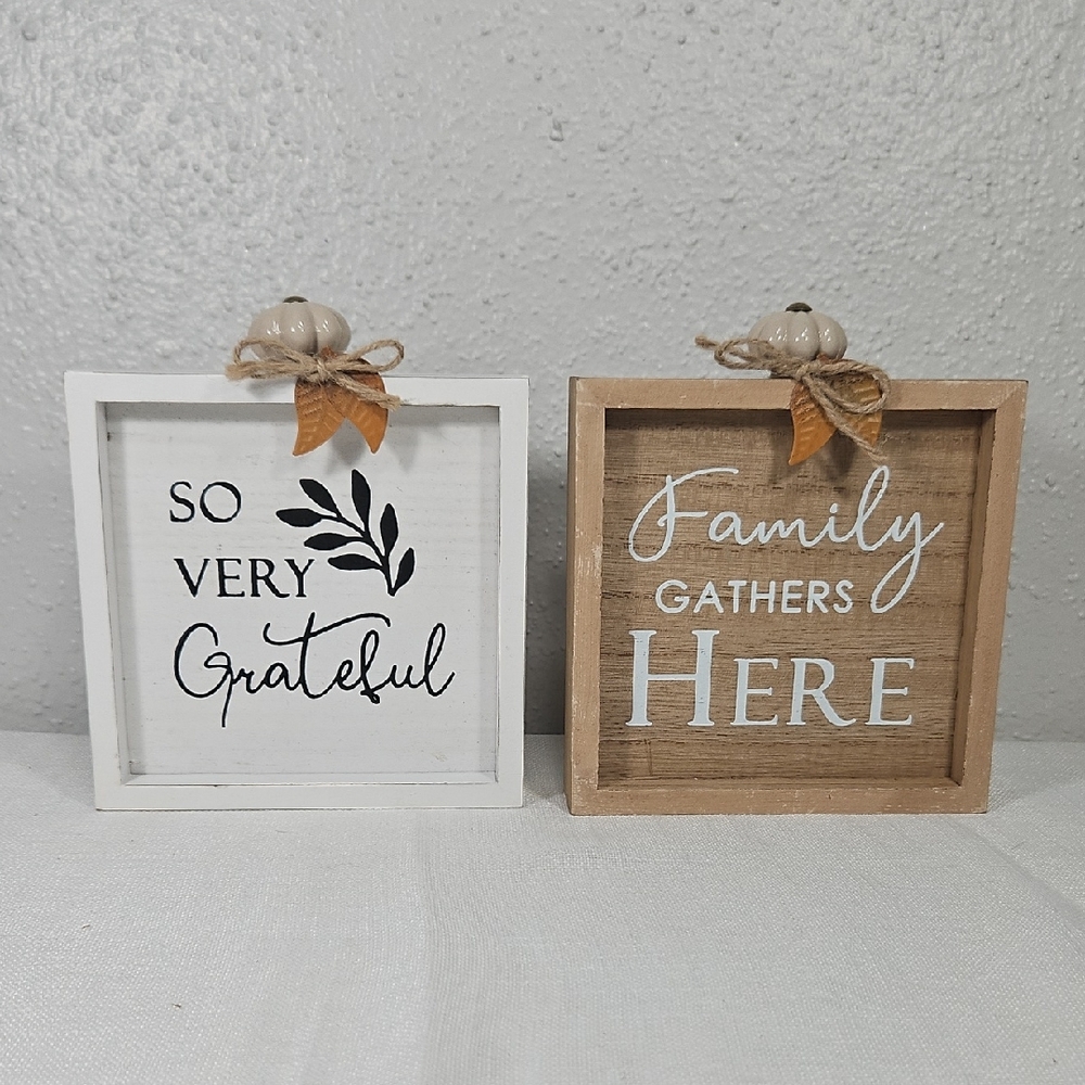 Hobby Lobby Set of 2 Fall White & Tan Rustic Home Accents Set 6"x6"x1"